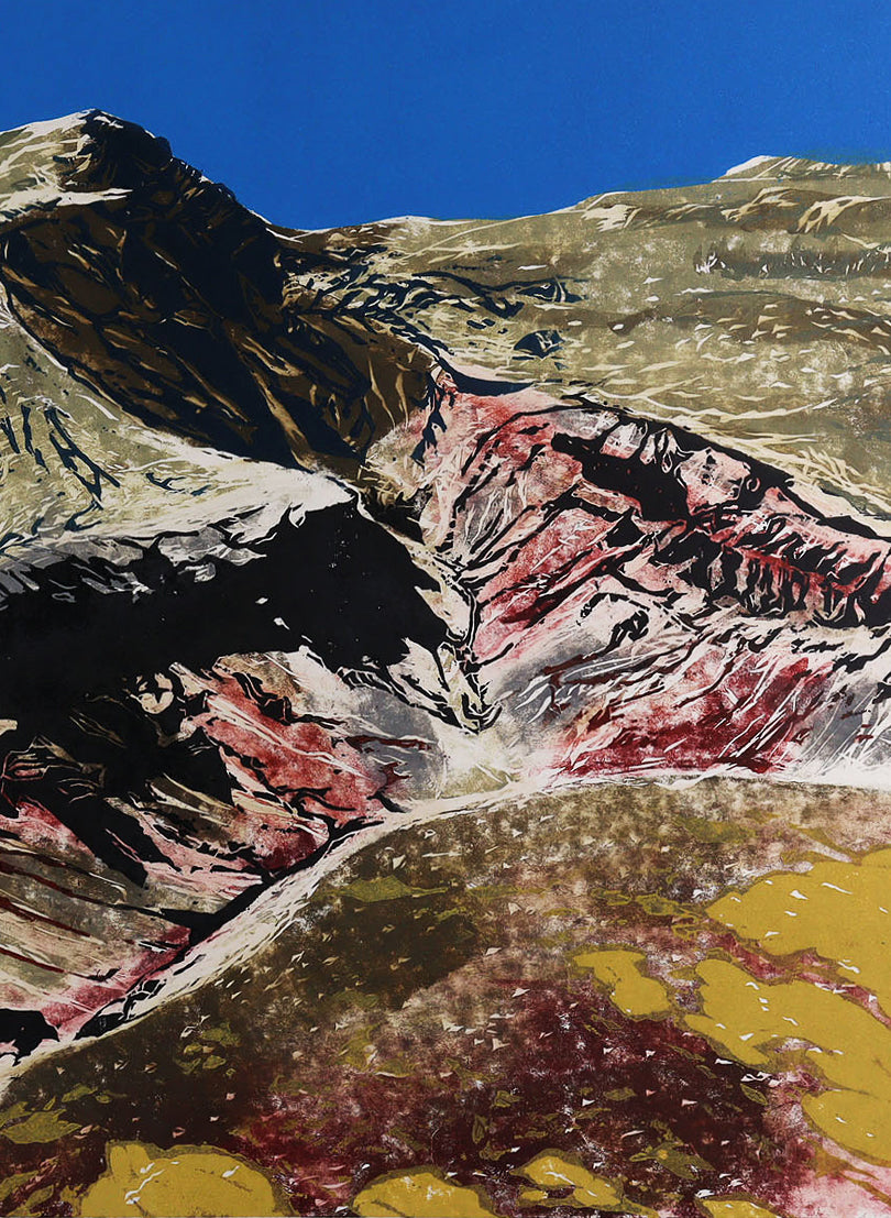 Mt Tarawera - Woodblock Print