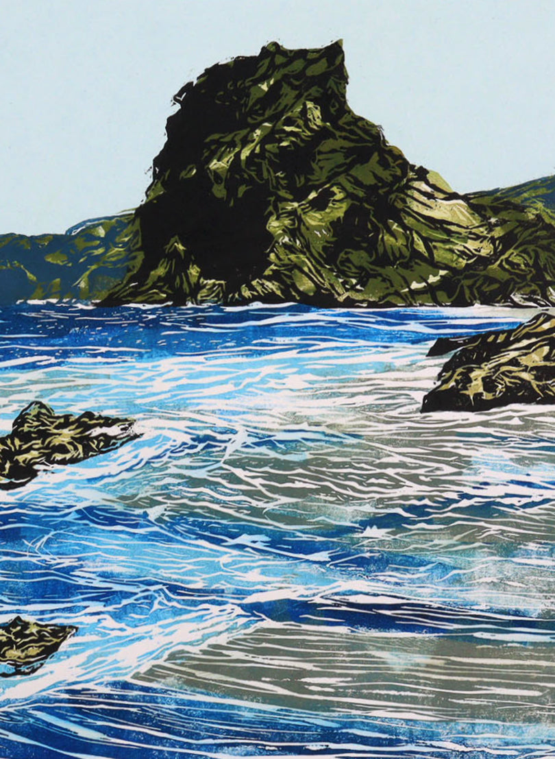 Lion Rock III | Piha - Woodblock Print