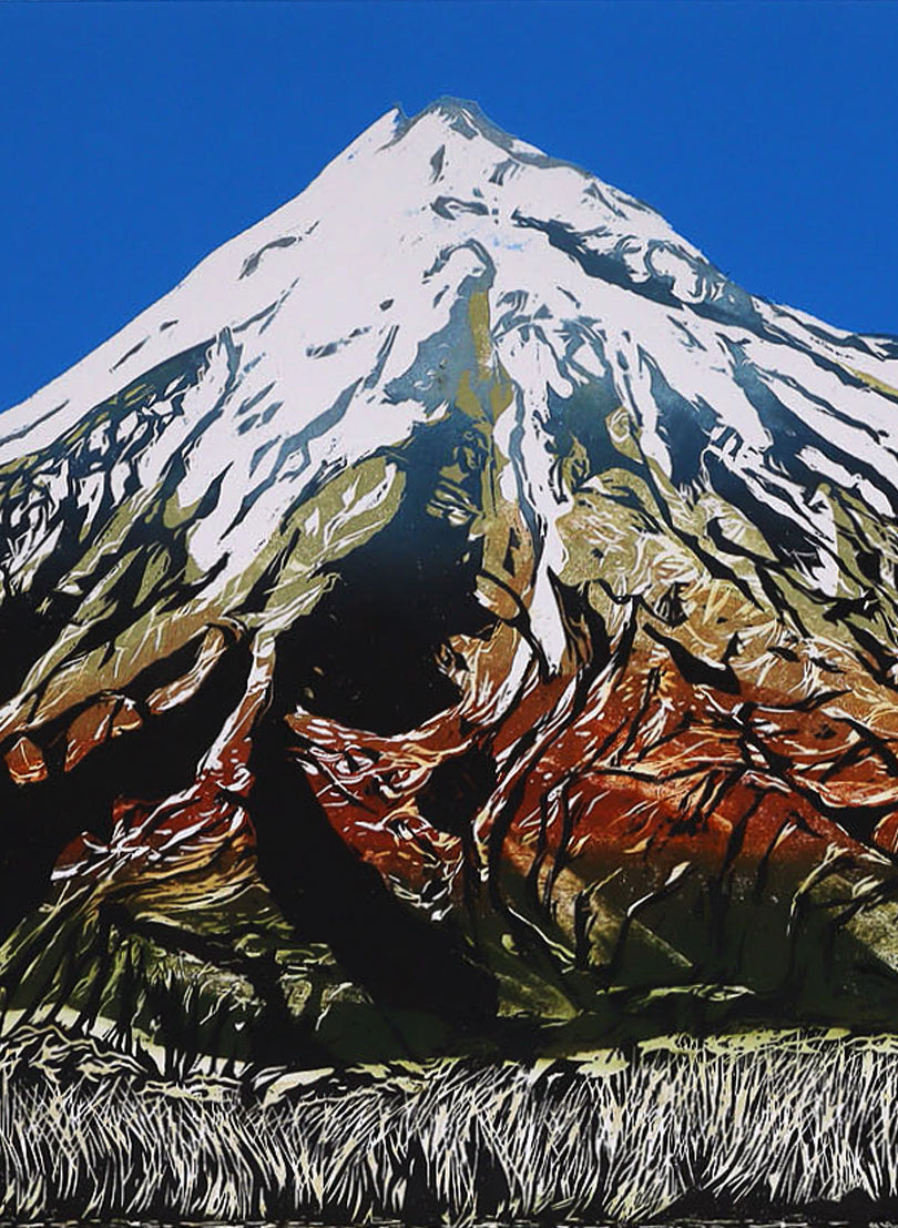 Mt Taranaki - Woodblock Print