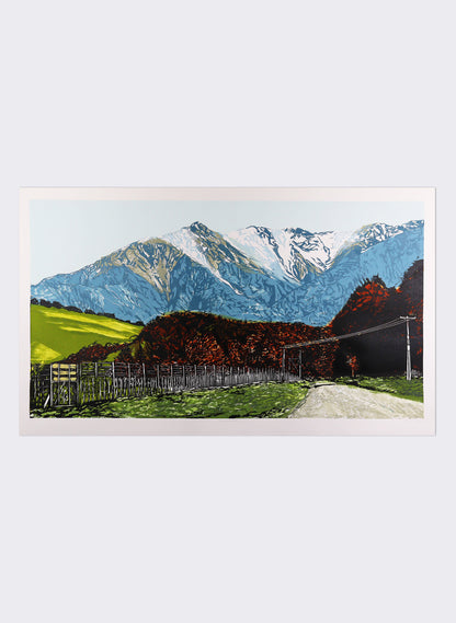Ruahine Ranges III - Woodblock Print
