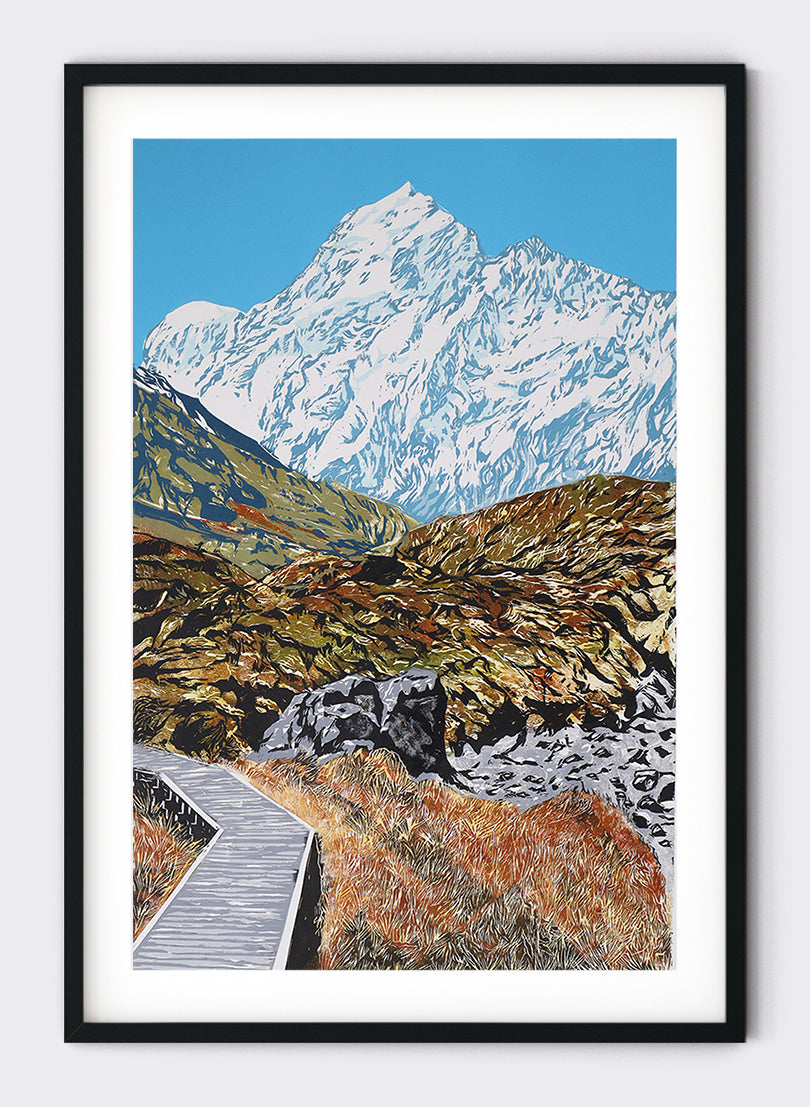 Mt Aoraki - Woodblock Print