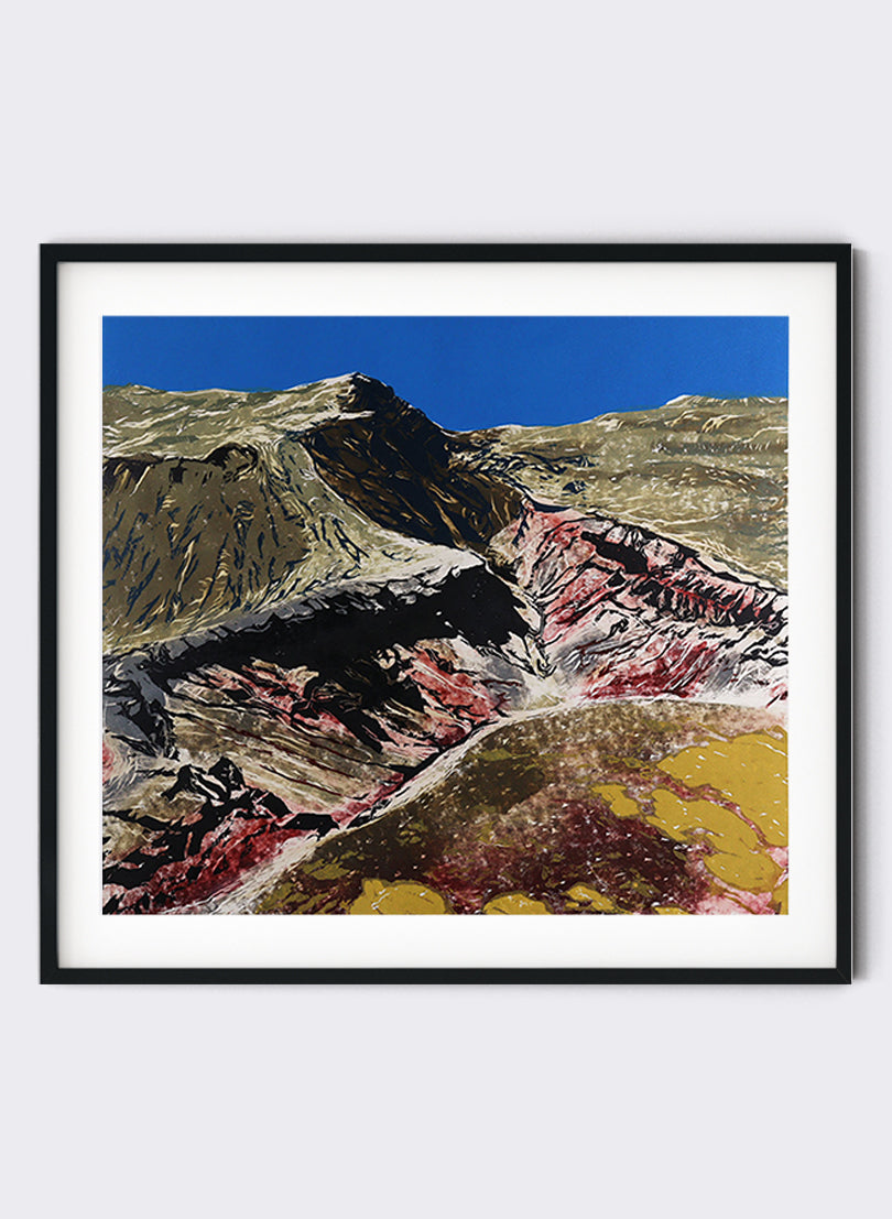 Mt Tarawera - Woodblock Print