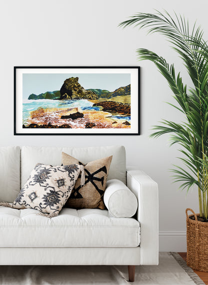 Lion Rock | Piha - Woodblock Print