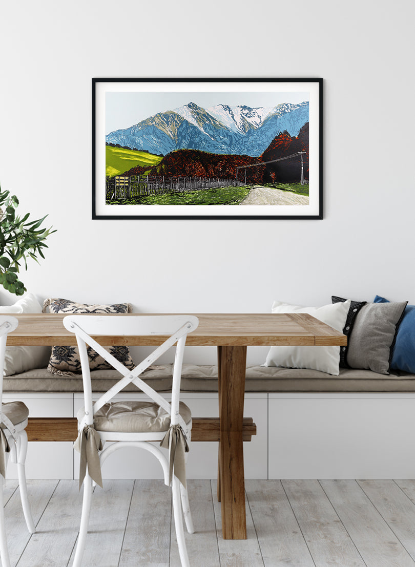 Ruahine Ranges III - Woodblock Print