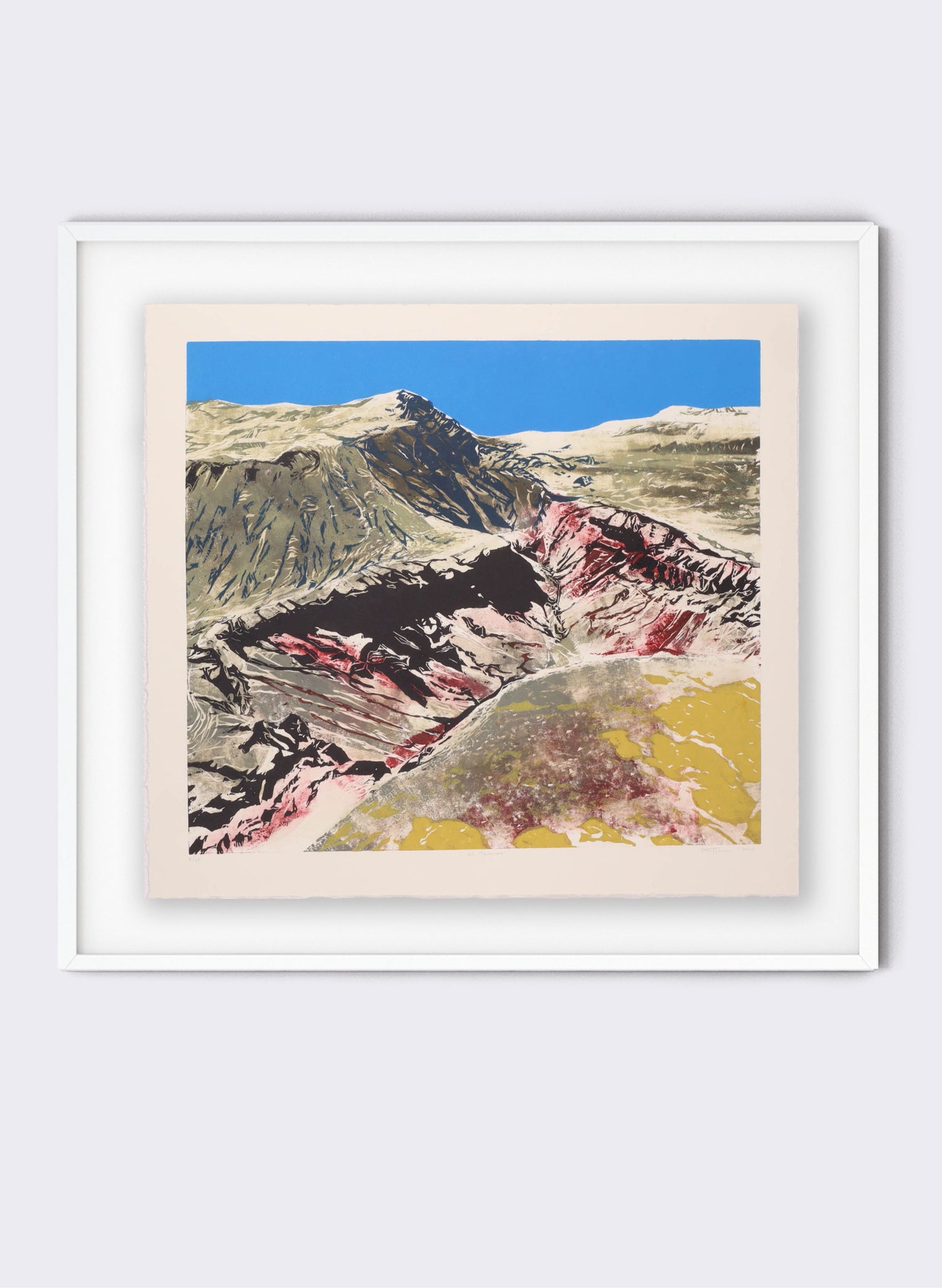 Mt Tarawera - Woodblock Print