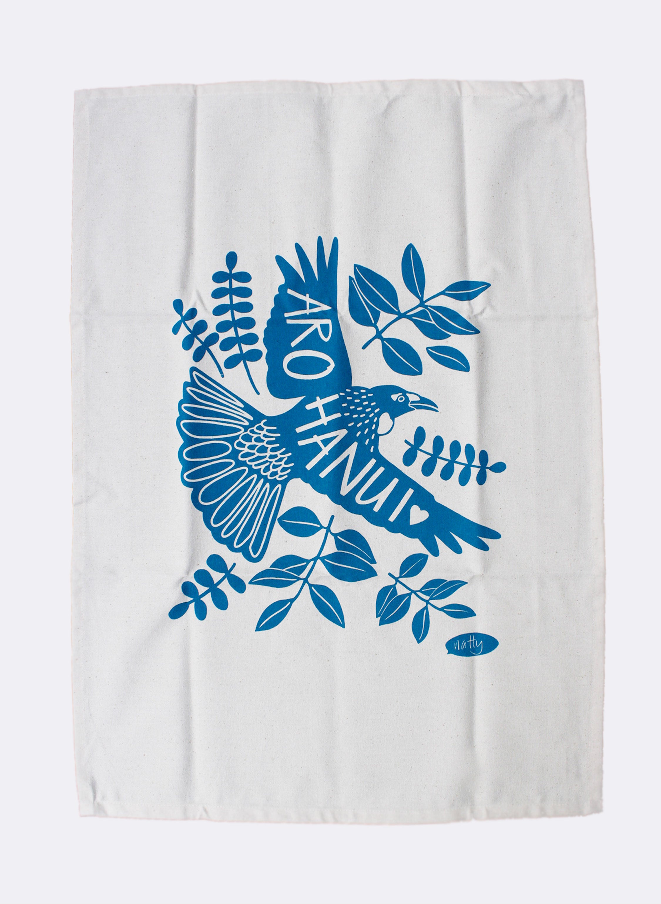 Arohanui Tui Tea Towel - Blue