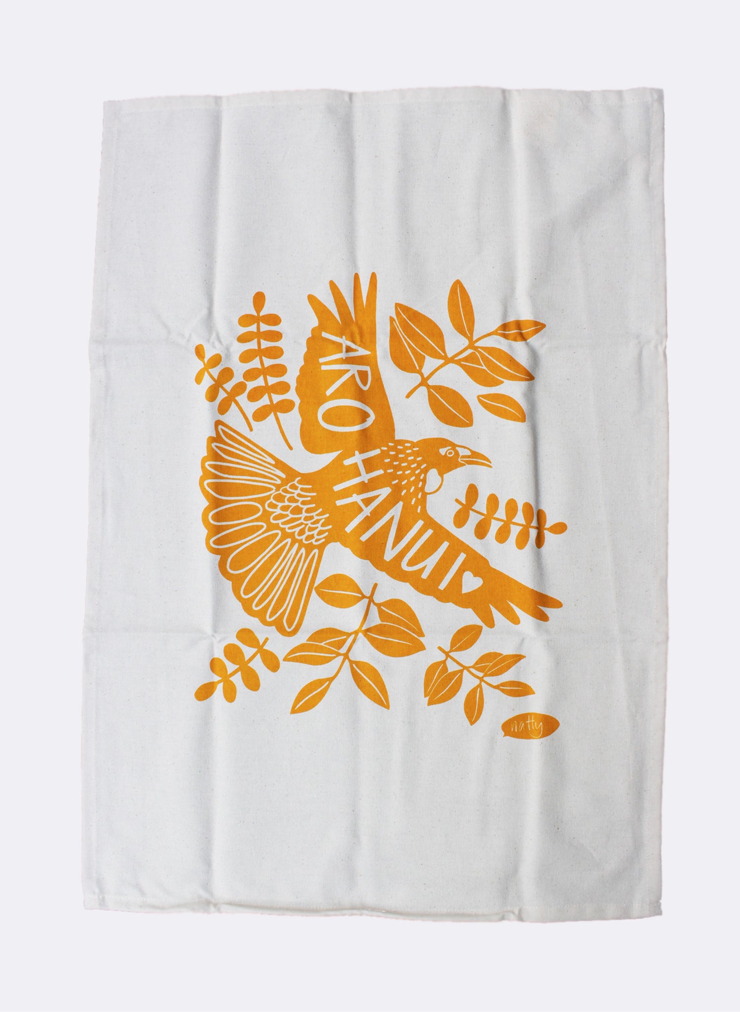 Arohanui Tui Tea Towel - Yellow