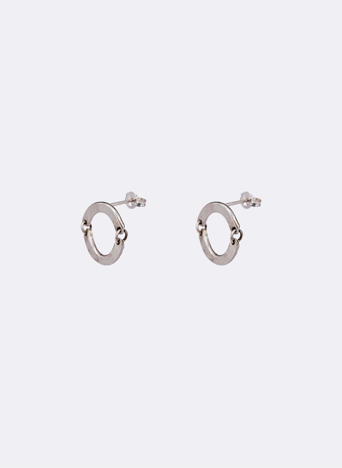 Circle Link Silver Earrings