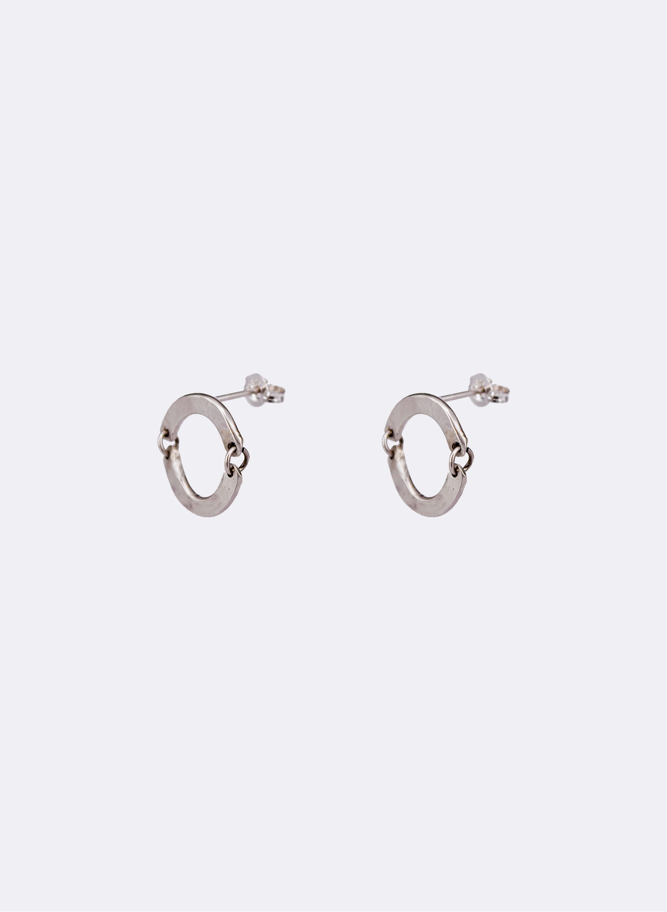 Circle Link Silver Earrings