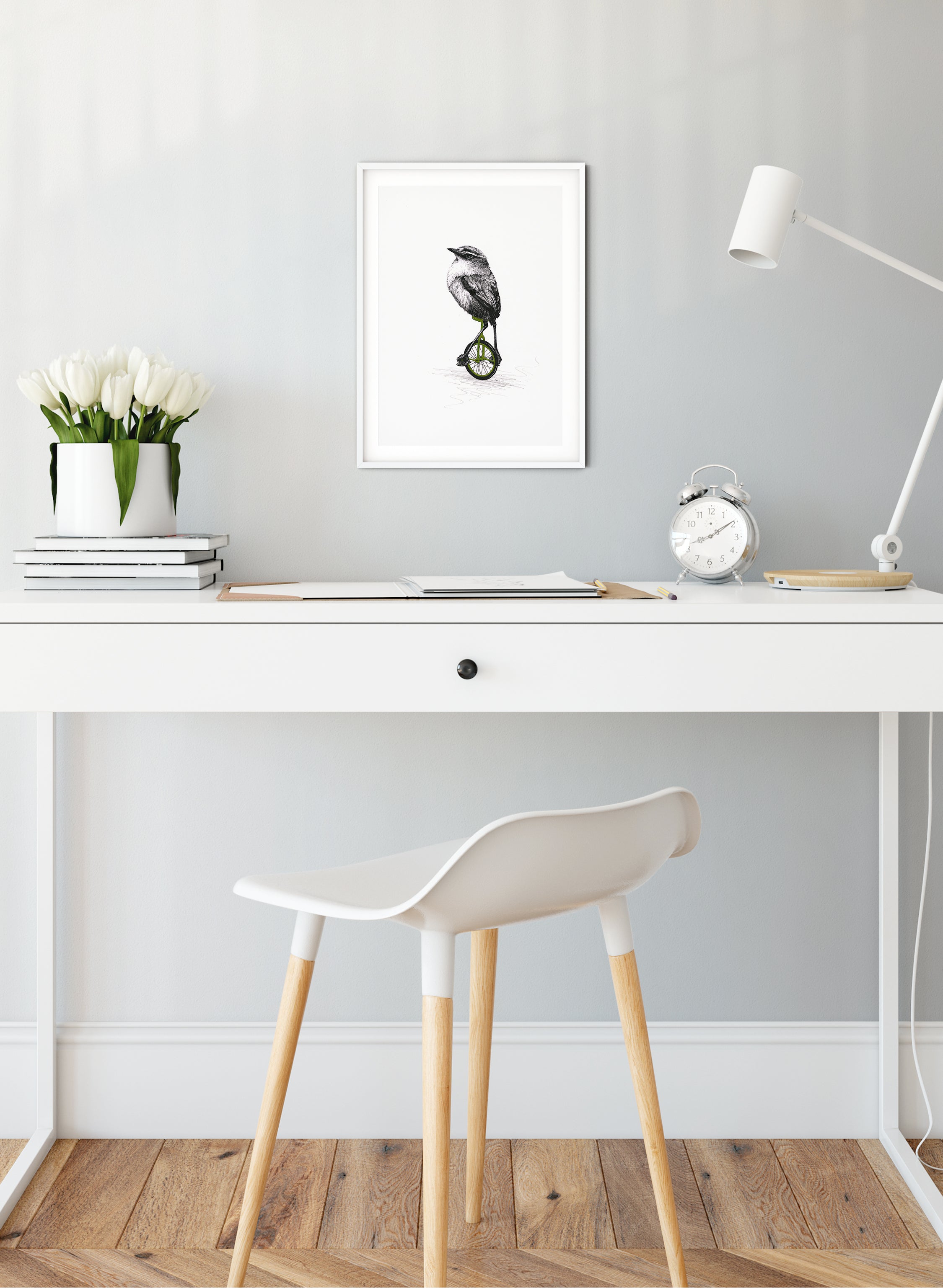 Rock Wren On A Unicycle - Giclée Print