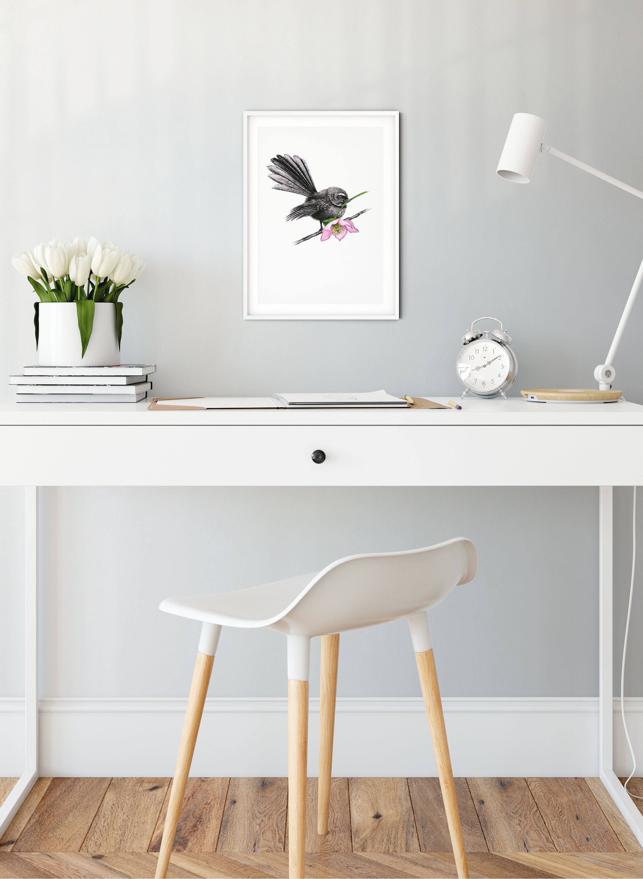 Fantail w/ Hellebore - Giclée Print