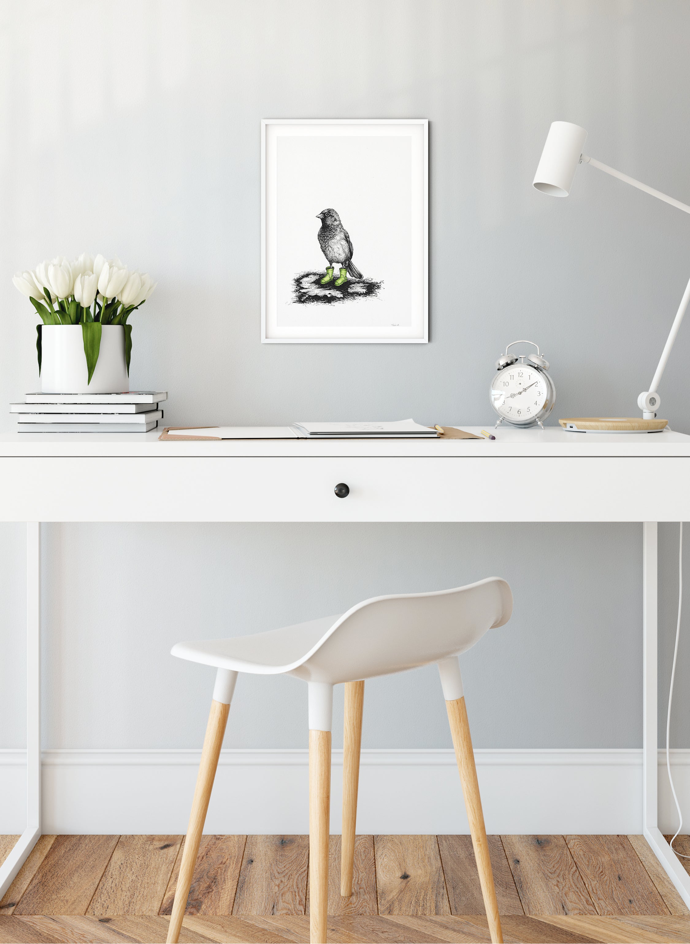 Sparrow In Gumboots - Giclée Print
