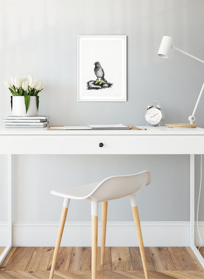 Sparrow In Gumboots - Giclée Print