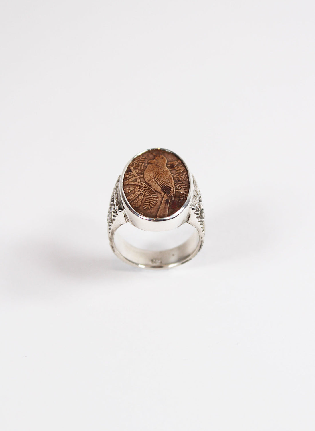 Oval Tūī Penny Signet Ring - Sterling Silver &amp; Bronze