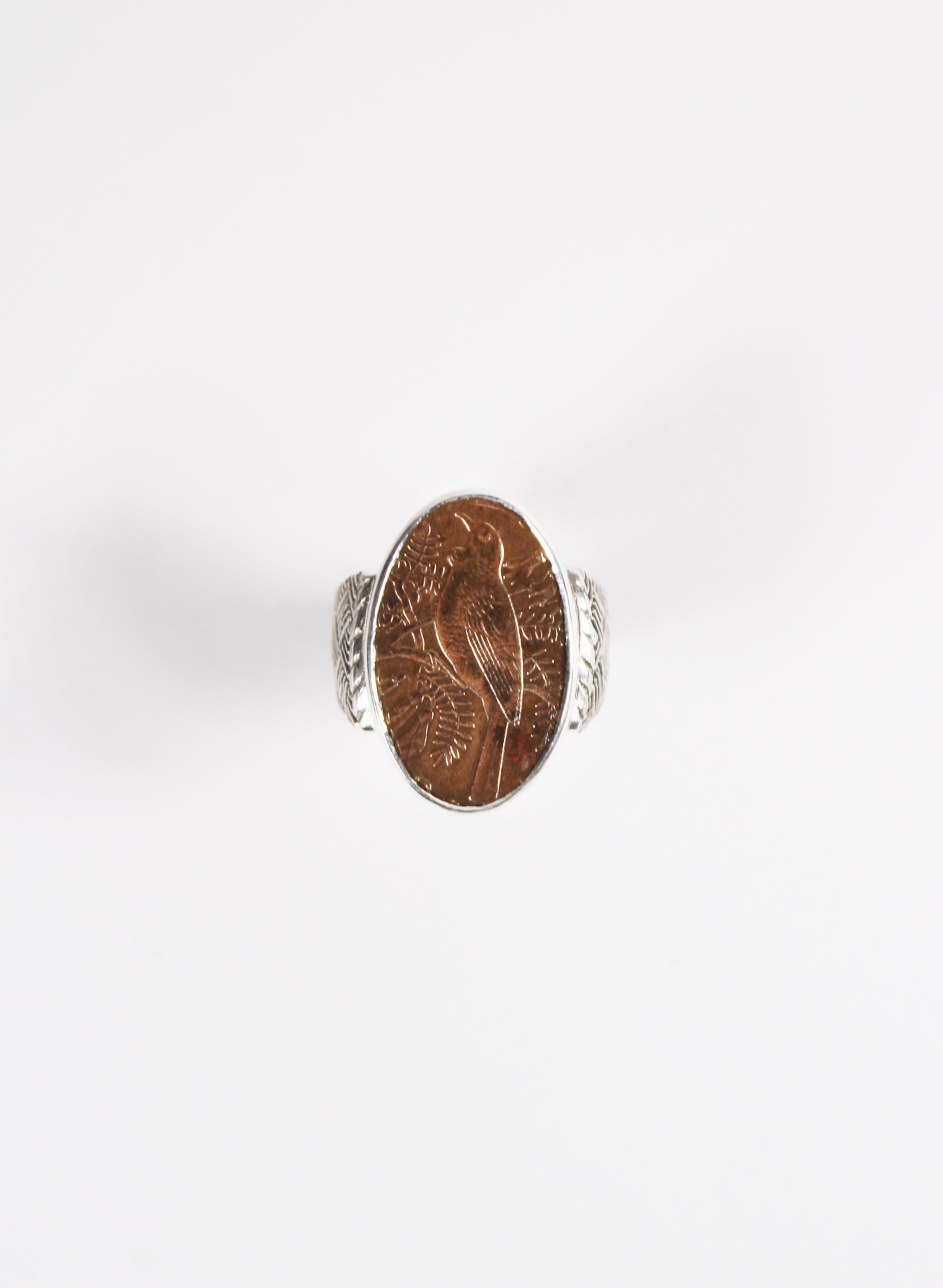 Oval Tūī Penny Signet Ring - Sterling Silver &amp; Bronze