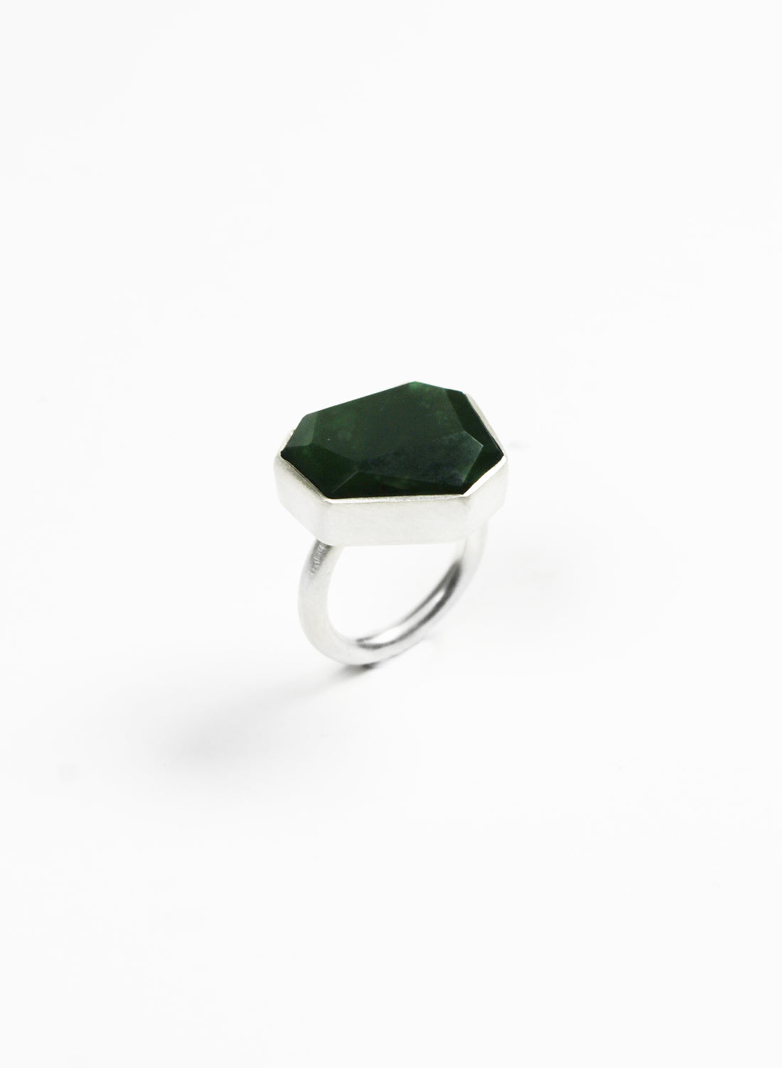 Large Geometric Pounamu Facetted Ring