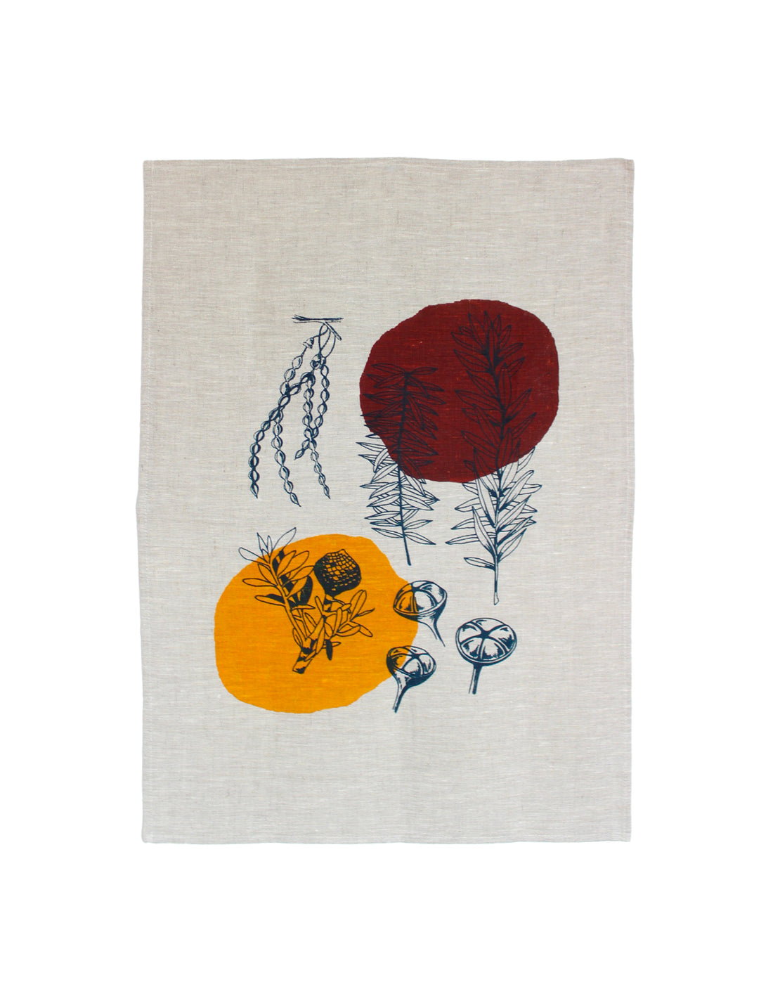Nature Linen Tea Towel - Red/Orange