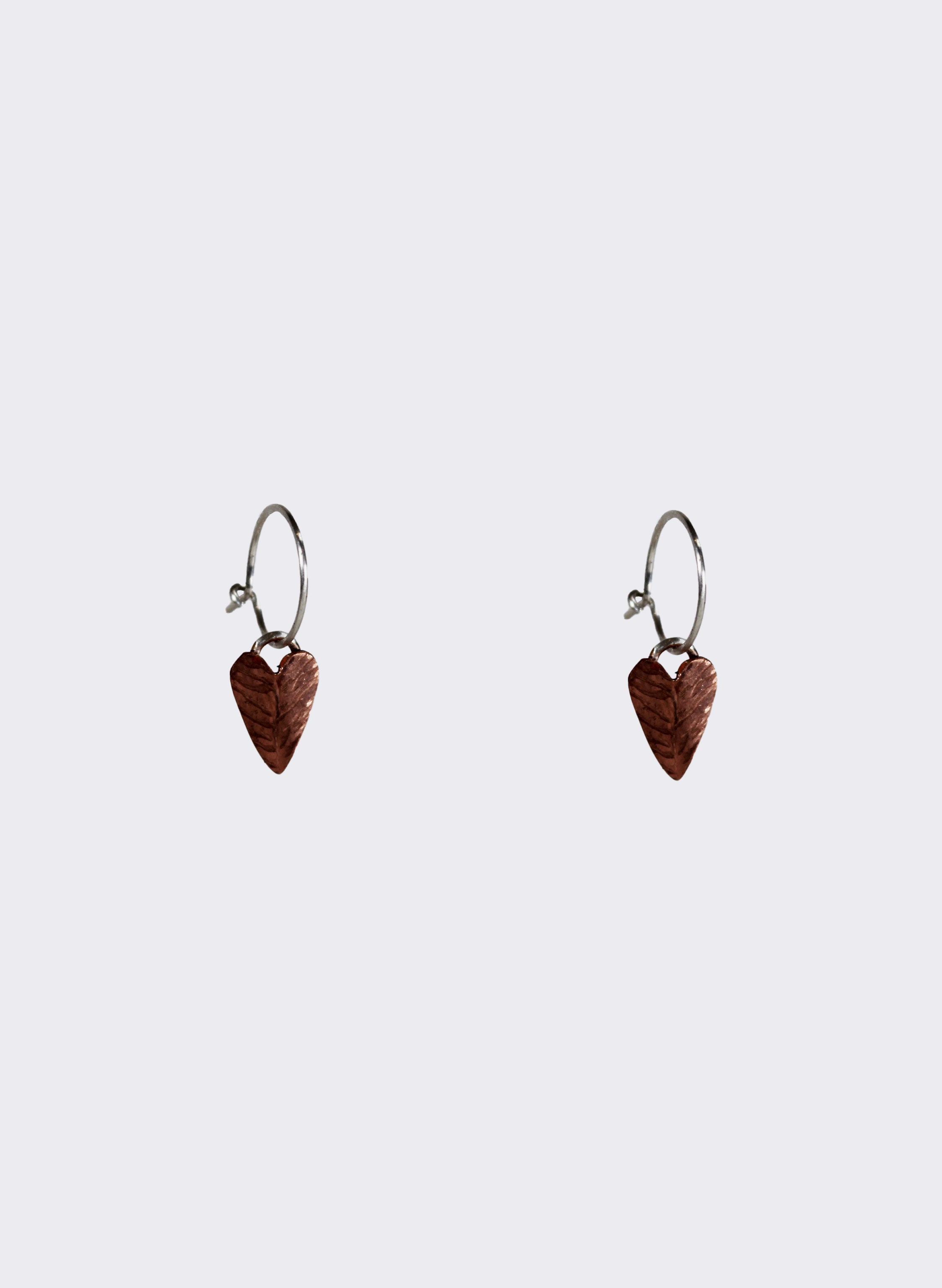 Copper And Silver Shield Heart Hoops