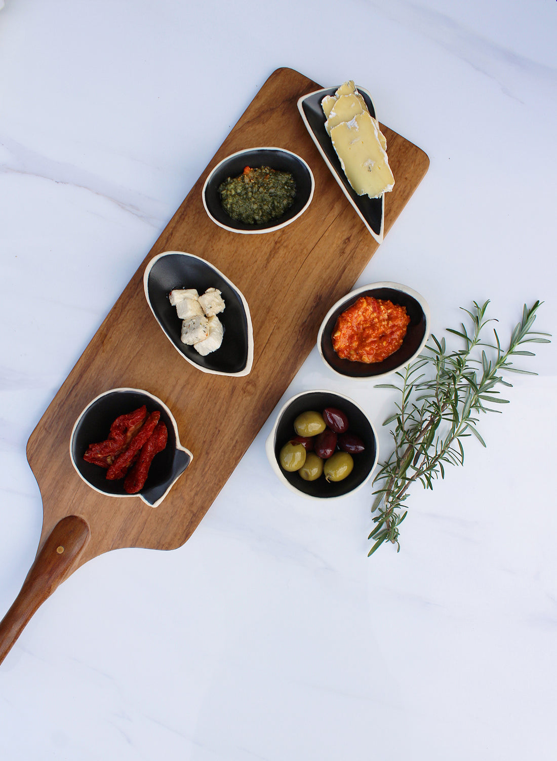 Boxed Set of 6 Shell Dipping Bowls - Black