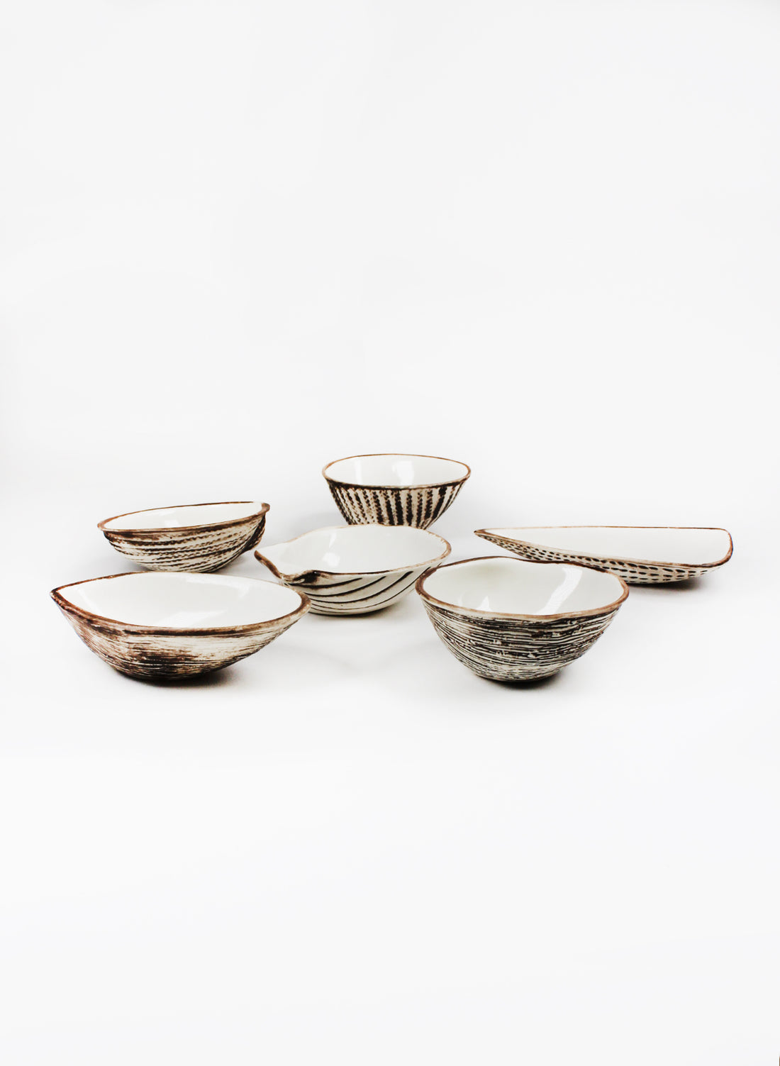 Boxed Set of 6 Shell Dipping Bowls - Natural