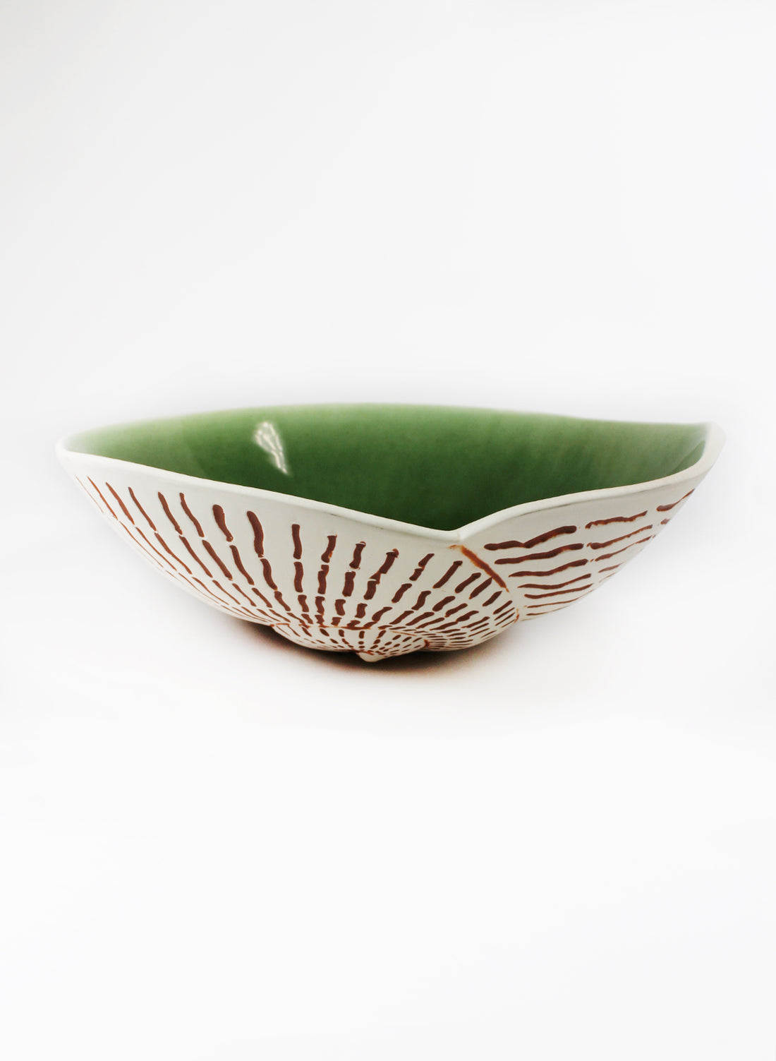 Large Nautilus Shell Bowl - Dark Green